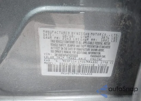 2019 Nissan Sentra S from USA, damaged, VIN 3N1AB7AP4KY206808